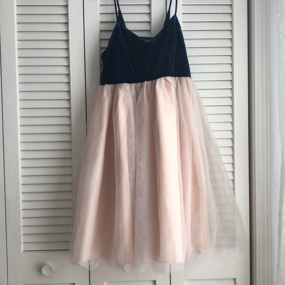 LC Runway blush tulle and velvet backless dress